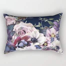 Dutch Style - Dark Moody Floral Rectangular Pillow