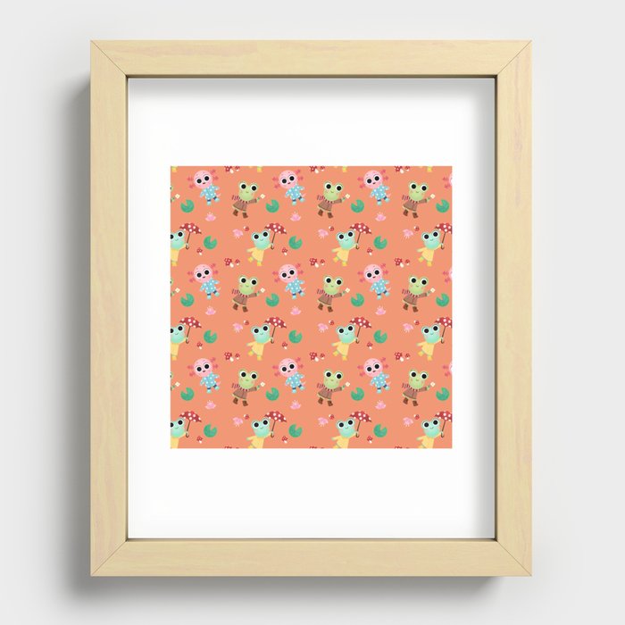 Frogs galore Recessed Framed Print