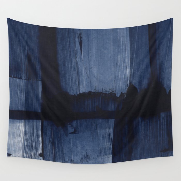 Navy Blue Abstract Painting EIGHT Wall Tapestry