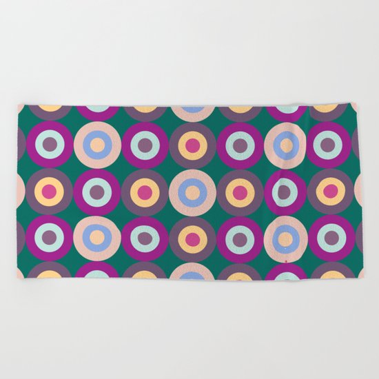 Seamless Colorful Circle Pattern Beach Towel