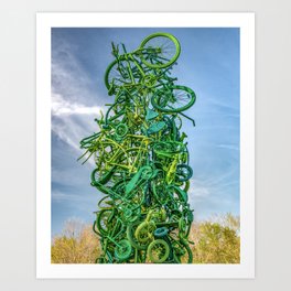 Mangled Green Sculpture of Bicycle Parts - Northwest Arkansas Razorback Greenway Art Print | Bicycleprints, Bicycleartwork, Bellavista, Bikeart, Usa, Bikecommunity, Bellavistaway, Bellavistatrail, Greenbikeparts, Bicyclesculpture 