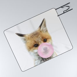 Baby Fox Blowing Bubble Gum by Zouzounio Art Picnic Blanket