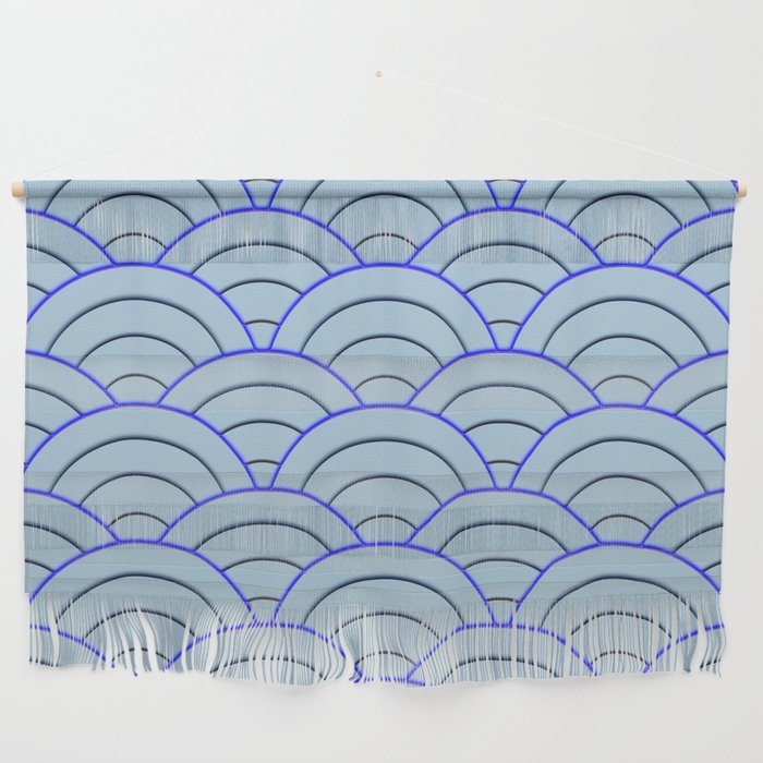 Bright Blue Art Deco Geometry Wall Hanging