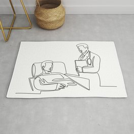 Hospital Patient and Doctor Continuous Line Area & Throw Rug