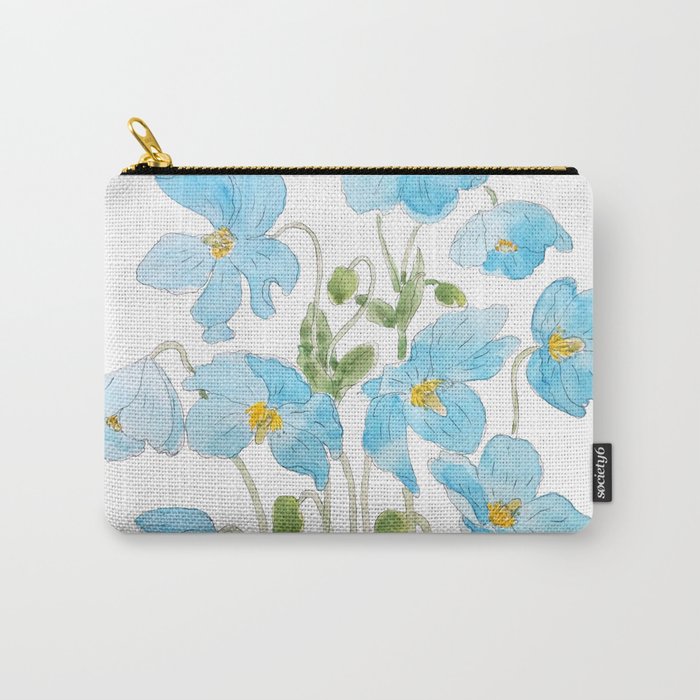 blue Himalayan blue poppy ink and  watercolor  Carry-All Pouch
