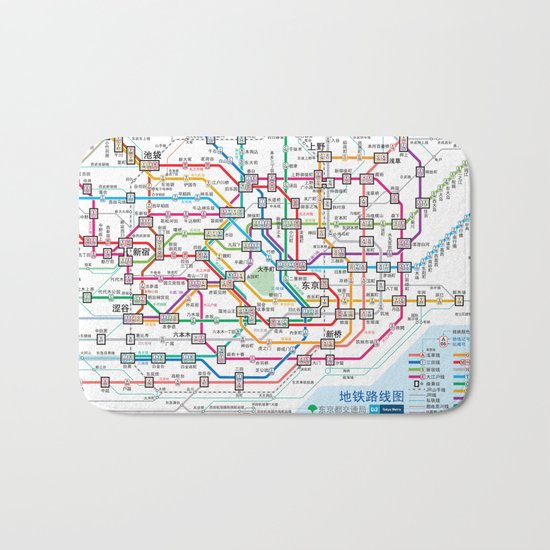 Tokyo Subway Map Bath Mat