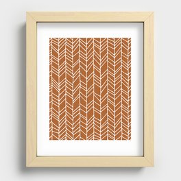 Rustic Herringbone in Clay Terracotta Recessed Framed Print