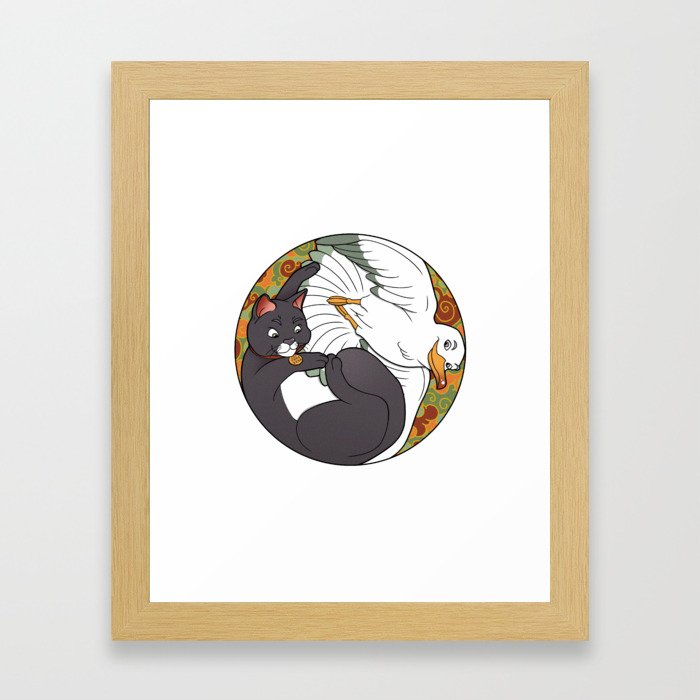 Cat and Seagull Framed Art Print