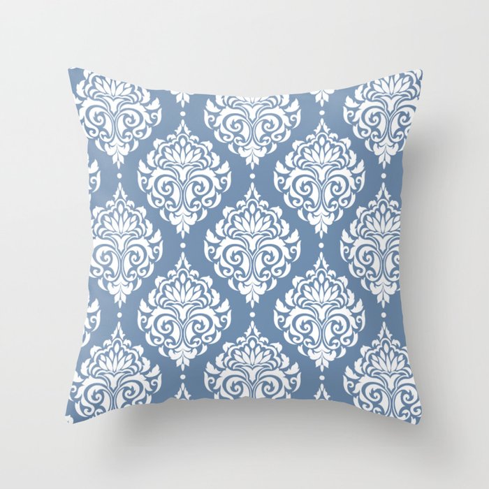 Sky Blue Damask Throw Pillow By Seafoam12 Society6