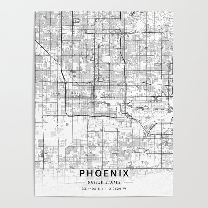 Phoenix, United States - Light Map Poster