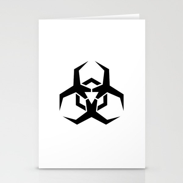 Malware Hazard Symbol in Black. Stationery Cards