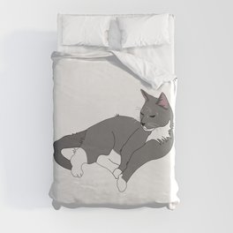 Gray Tuxedo Cat Duvet Cover