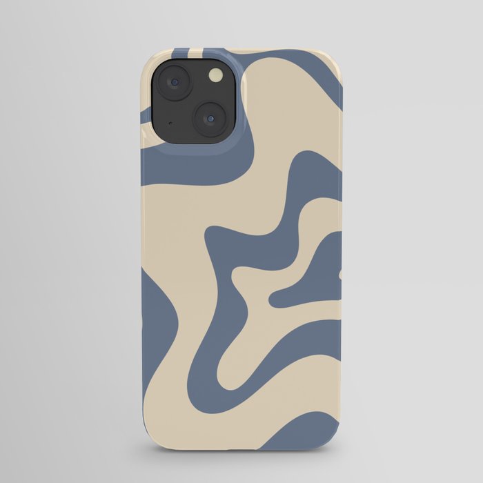 Liquid Swirl Abstract in Stone Blue and Cream  iPhone Case