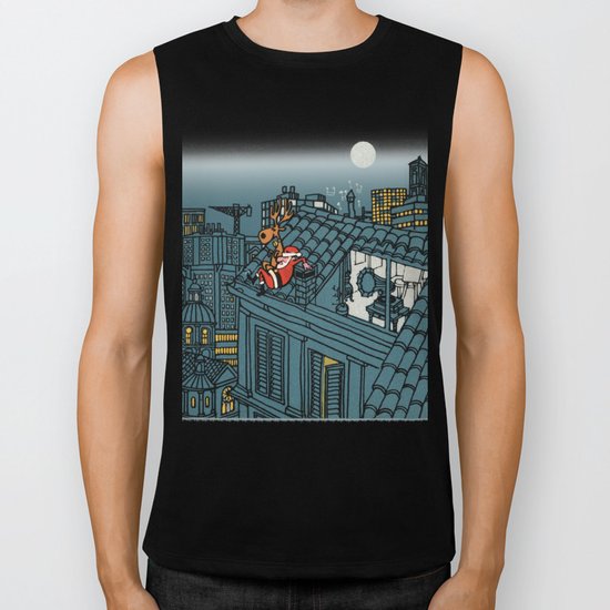 Santa Claus Relaxing Break Biker Tank
