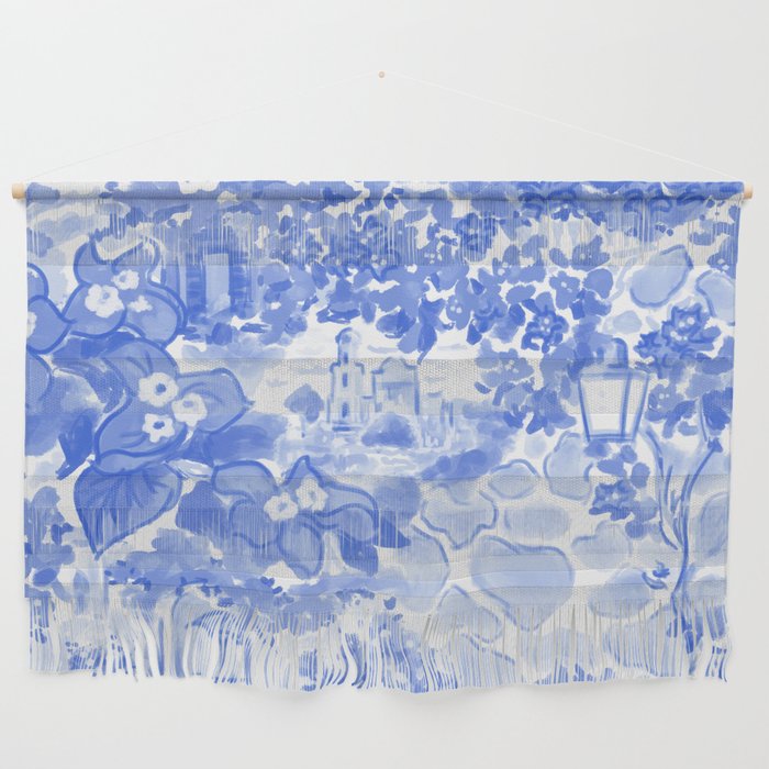 Bougainvillea Italy Blue White Wall Hanging