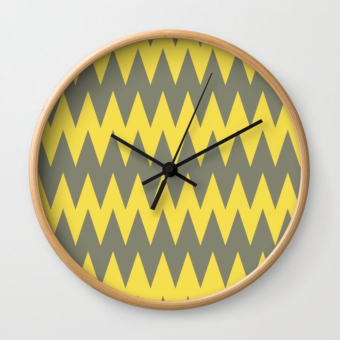 Green and Yellow Zigzag Pattern Pantone 2021 Color of the Year Illuminating 13-0647  Wall Clock