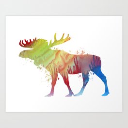 Moose painting Art print Rustic Art | Animal Painting Moose Watercolor Print Woodland Theme Animal print Nursery Art