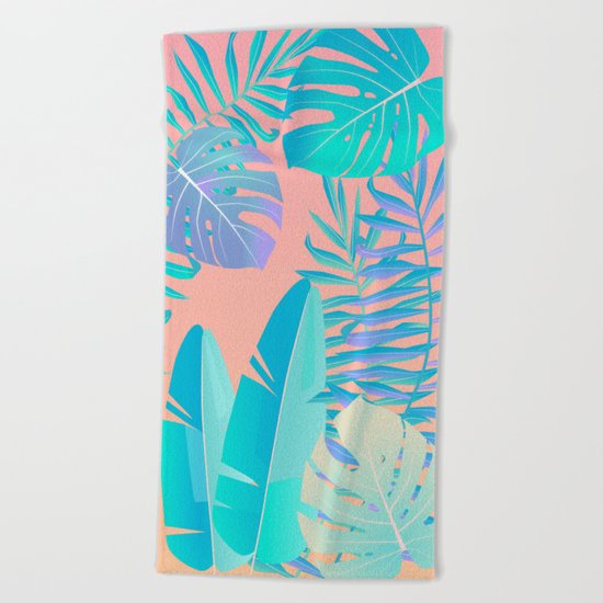 Tropics ( monstera and banana leaf pattern ) Beach Towel