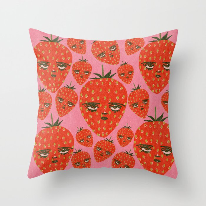 Unimpressed Strawberry Throw Pillow