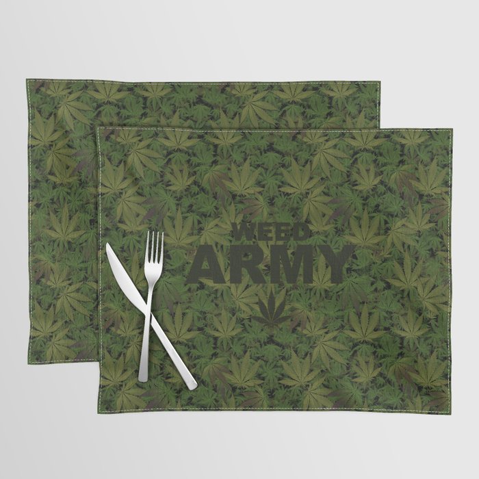 Camo Weed Army Logo. Placemat