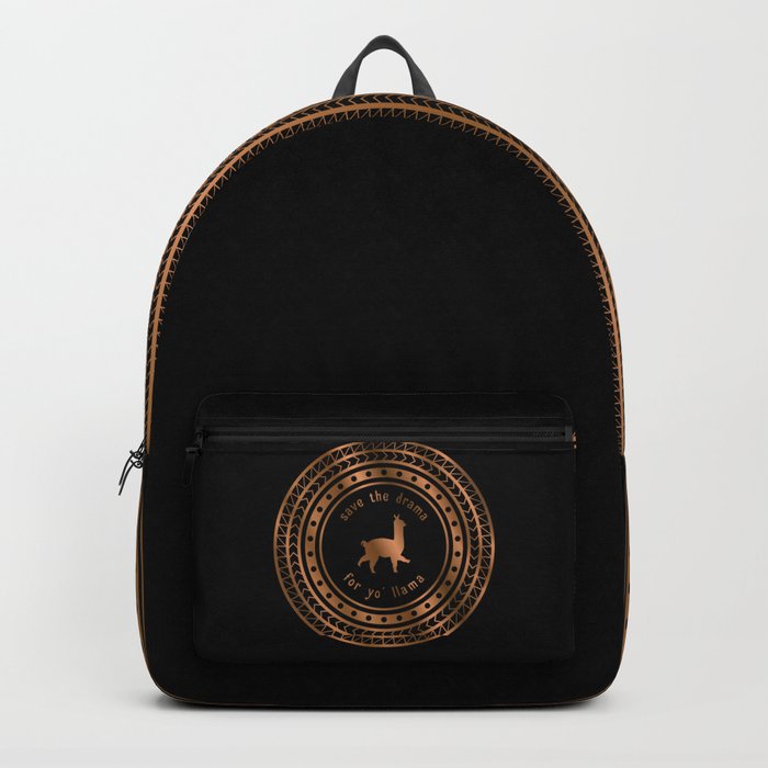 Save the Drama For Yo' Llama (Copper on Black) Backpack