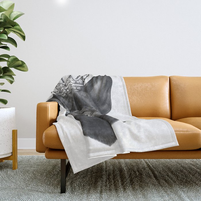 King french bulldog Throw Blanket by Valeriya Korenkova