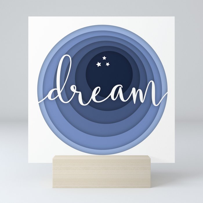 Dream Stars 3d Cut Out Layered Illusion Blue Mini Art Print By