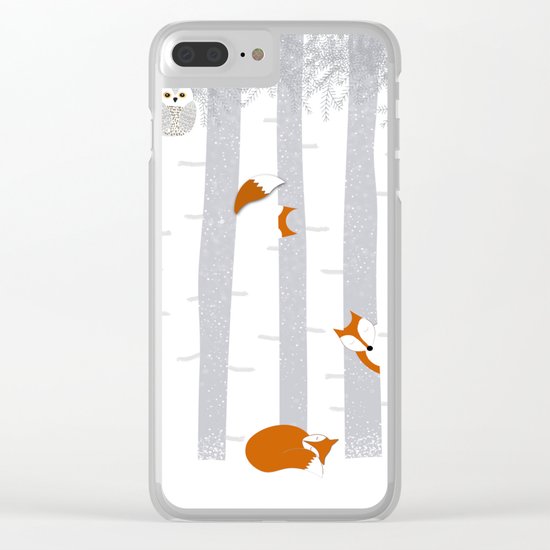 Playing in the snow Clear iPhone Case