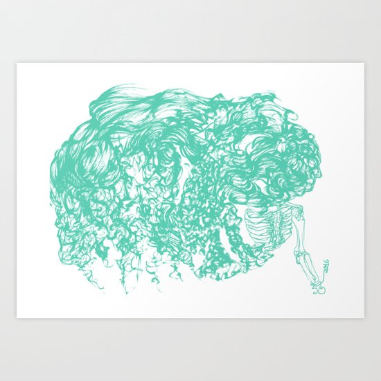teal hair thick Art Print