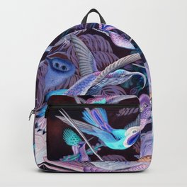 Ode to Haeckel's Hummingbirds Backpack | B, Graphicdesign, Biologist, Bird, Strange, Colorful, Paralleluniverse, Birder, Animal, Blue 