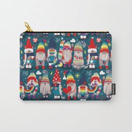 I gnome you // dark teal background little happy and lovely gnomes with rainbows vivid red hearts Carry-All Pouch