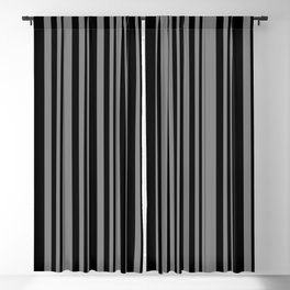 [ Thumbnail: Black & Grey Colored Stripes Pattern Blackout Curtain ]