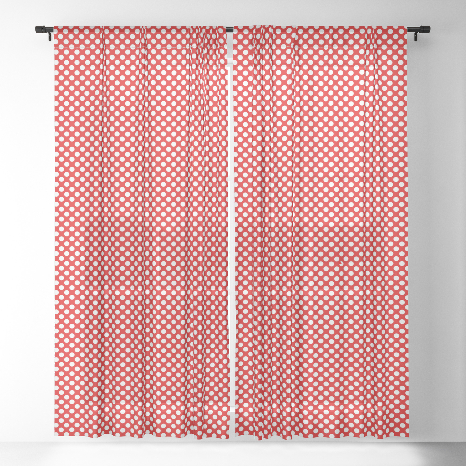Red With White Polka Dots Sheer Curtain By Orikall Society6