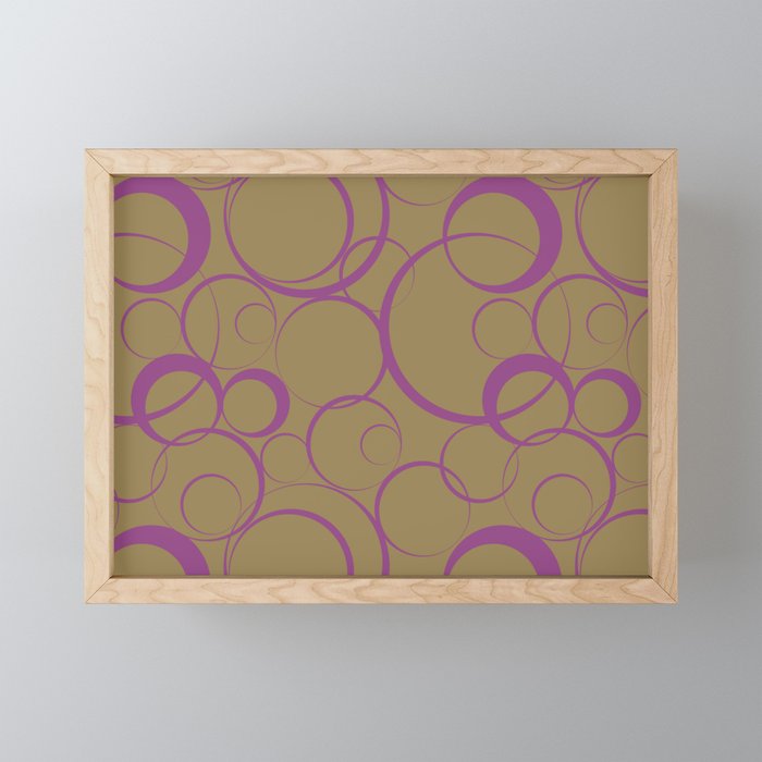 Dark Purple and Brown Funky Ring Pattern V46 Accent Shades To Pantone 2021 Colors of the Year Framed Mini Art Print