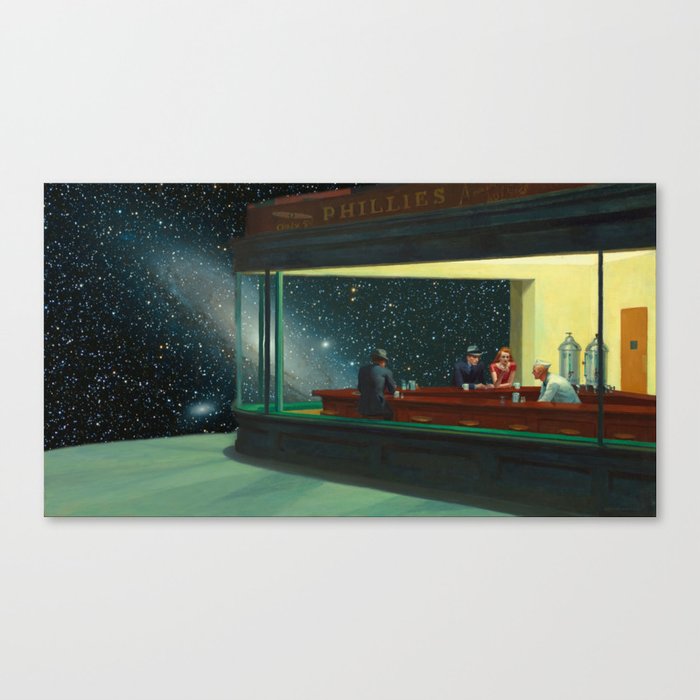 Sleepless night in space Canvas Print