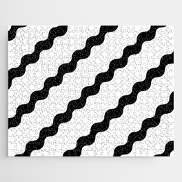Squiggles - Black & White Abstract Diagonal Pattern Jigsaw Puzzle