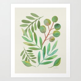 Watercolor Leaves II Art Print