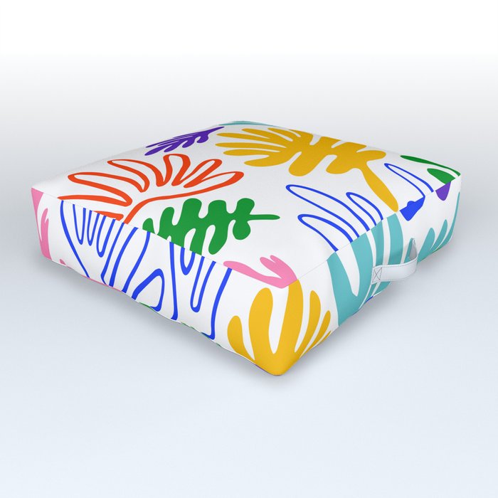 Colorful abstract nature plant leaf art print Outdoor Floor Cushion