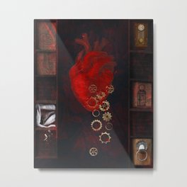 It is the beating of his hideous heart! Metal Print | Victorian, Red, Literature, Gothic, Ink, Collage, Painting, Mixedmedia, Poe, Digital 