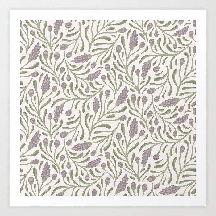 Lavender Pattern- Light Background Art Print