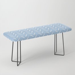 African Arrows Baby Blue Mud Cloth Fabric Bench