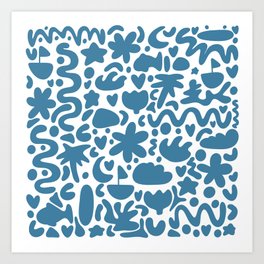Ocean Blobs - deep blue Art Print