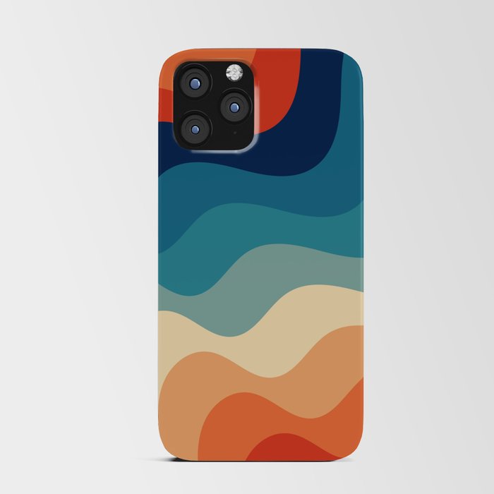 Retro 70s and 80s Color Palette Mid-Century Minimalist Abstract Art Ocean Waves iPhone Card Case