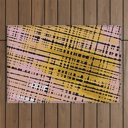 1960s Pastel Mustard Pink Abstract Outdoor Rug