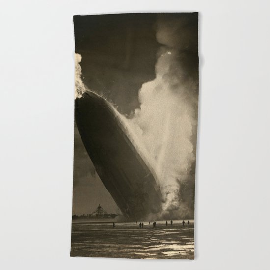 The Hindenburg hits the ground in flames in Lakehurst, N.J. Beach Towel