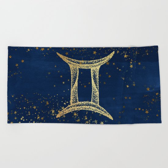 Gemini Zodiac Sign Beach Towel