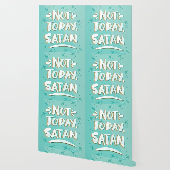 Not Today Satan Mint Gold Palette Wallpaper By Catcoq Society6