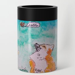 The Fox and the Sphinx Moth Watercolor Can Cooler