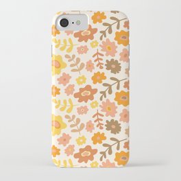 Retro Warm Tone Flower Pattern iPhone Case