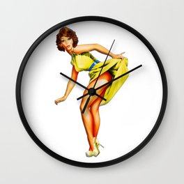 Copy of Sexy Blonde Vintage Pinup In Blue Dress Wall Clock